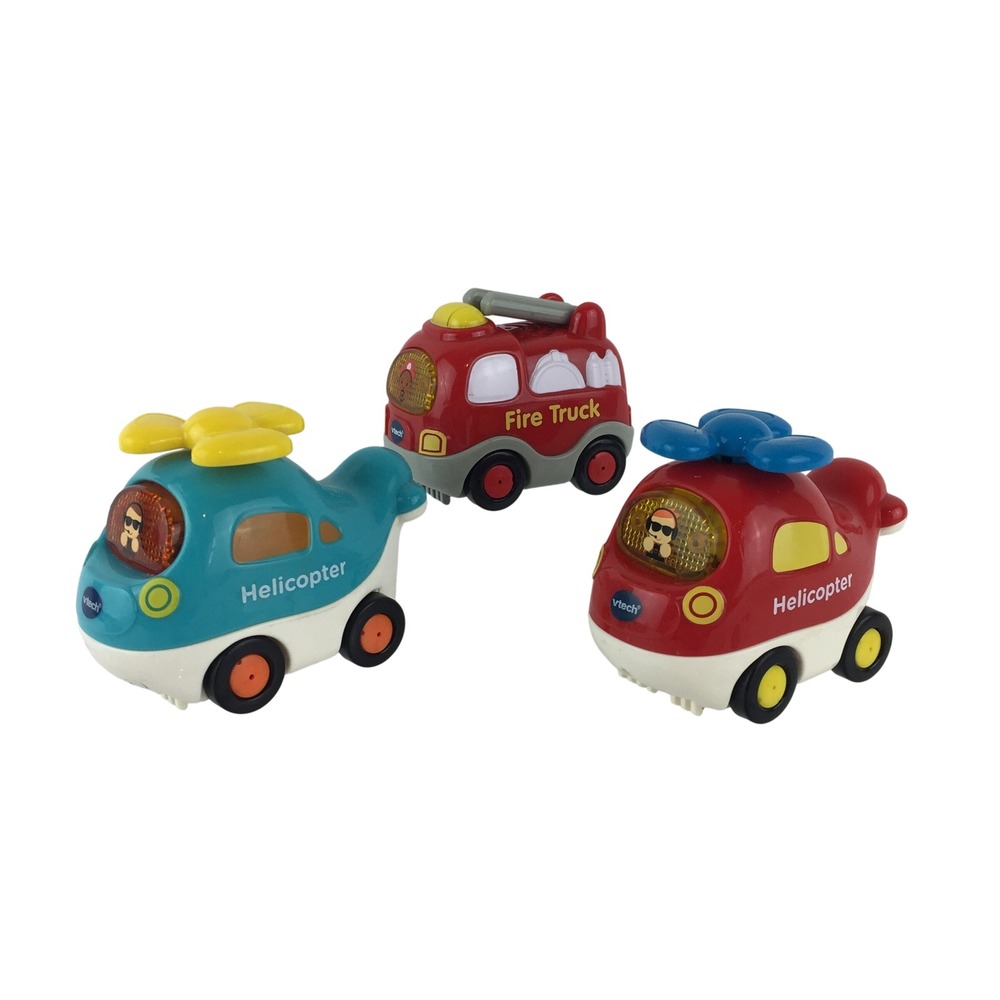 VTech Go Go‎ Smart Wheels Lot of 3 Fire Truck Helicopters Interactive Toy Tested